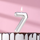 Свеча в торт "Европейская", цифра "7", 6 см, серебро - фото 321415513