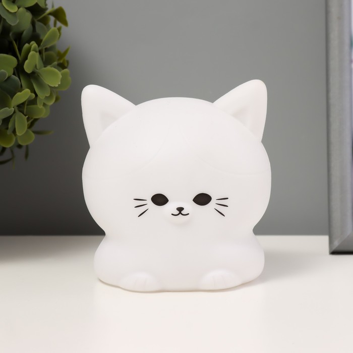 Фигурка световая RISALUX «Котенок», LED-ночник, белый, 9.5×10×10 см