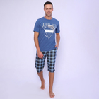 Пижама мужская (футболка/шорты), цвет серо-голубой, размер 48 - Фото 2