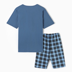 Пижама мужская (футболка/шорты), цвет серо-голубой, размер 48 - Фото 8