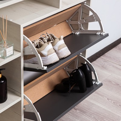 Обувница вертикальная Ultra Plus, 750×246×859 мм, 2 секции, цвет дуб крафт белый / графит