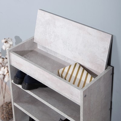 Обувница с ящиком «Мальта», 600×256×750 мм, цвет цемент светлый