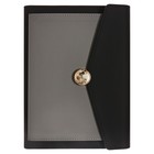 Органайзер на кольцах А5, 80 листов, кожзам, c клапаном, линия, с ручкой, в подарочной коробке, черно-серый - фото 23961946