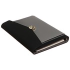 Органайзер на кольцах А5, 80 листов, кожзам, c клапаном, линия, с ручкой, в подарочной коробке, черно-серый - фото 23961947