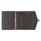 Органайзер на кольцах А5, 80 листов, кожзам, c клапаном, линия, с ручкой, в подарочной коробке, черно-серый - фото 23961950