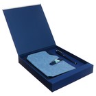 Органайзер на кольцах А6+, 80 листов, кожзам, c хлястиком, линия, с ручкой, в подарочной коробке, синий - фото 321472589