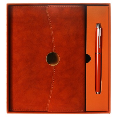 Органайзер формат А6+, с клапаном, 80 листов, в линейку, кожзам, с ручкой, в подарачной коробке, коричневый