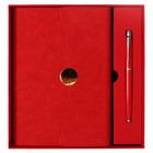 Органайзер на кольцах А6+, 80 листов, кожзам, c клапаном, линия, с ручкой, в подарочной коробке, красный - фото 25830750