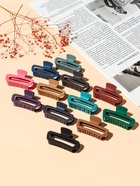 Краб для волос "Матовый" прямой округление, 7.5 см, микс (12 шт) - фото 809157584