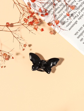 Крабик для волос «Глянец», бабочка мини, 4 см, чёрный (комплект 12 шт)