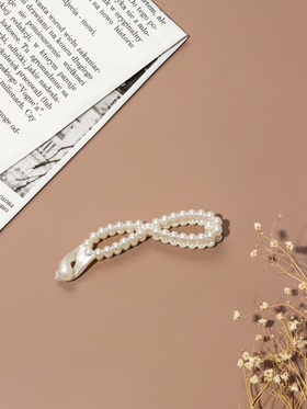 Банан для волос «Венди», бусинки, 10 см, белый (комплект 12 шт)