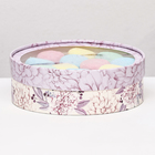 Коробка для макарун тубус с окном "Цветы", бежево-фиолетовый,  20 х 6 см - фото 12242981