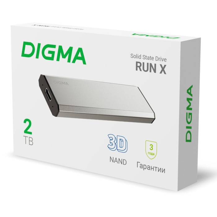 Накопитель SSD Digma USB 3.2 2Tb DGSR8002T1MSR RUN X 1.8" серебристый - фото 51548102