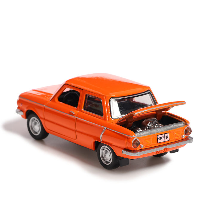 Машина металлическая «Запорожец», инерция, открываются двери, багажник, 12 см, оранжевый