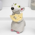 Копилка "Крыса с сыром" серая, 24х16х14см - фото 24430322