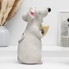 Копилка "Крыса с сыром" серая, 24х16х14см - фото 24430325