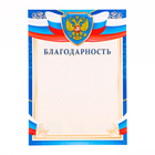 Благодарность "Символика РФ" синяя рамка, бумага, А4 - фото 321473437