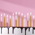 Набор свечей для торта "Золотая вечеринка", 12 шт, 8 см, белый и золотой металлик - Фото 6