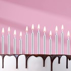Набор свечей для торта "Спарк", 12 шт, 8 см, серебряный металлик - фото 9742563