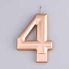 Свеча для торта «Европейская ГИГАНТ», цифра 4, 7 см, розовое золото - Фото 3