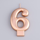 Свеча для торта «Европейская ГИГАНТ», цифра 6, 7 см, розовое золото - Фото 3