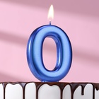 Свеча для торта «Европейская ГИГАНТ», цифра 0, 7 см, синий металлик - Фото 1