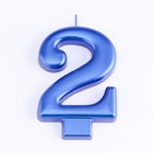 Свеча для торта «Европейская ГИГАНТ», цифра 2, 7 см, синий металлик - Фото 3