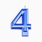 Свеча для торта «Европейская ГИГАНТ», цифра 4, 7 см, синий металлик - Фото 3