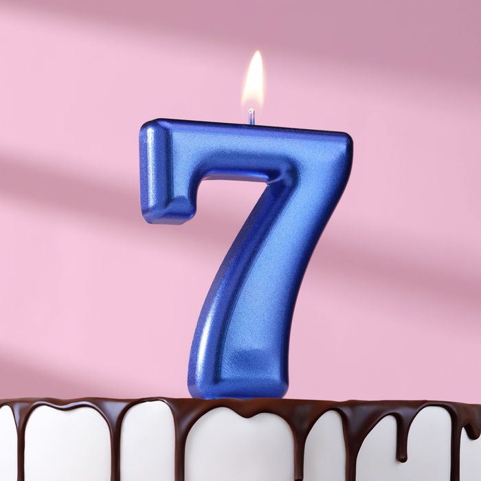 Свеча для торта «Европейская ГИГАНТ», цифра 7, 7 см, синий металлик - Фото 1