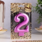 Свеча для торта «Европейская ГИГАНТ», цифра 2, 7 см, фиолетовый металлик - Фото 2