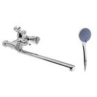 Смеситель для ванны ZEIN Z3726, двухвентильный, излив 30 см, лейка 3 режима, хром - Фото 5