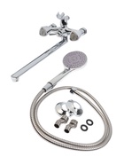 Смеситель для ванны ZEIN Z3726, двухвентильный, излив 30 см, лейка 3 режима, хром - Фото 20