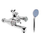 Смеситель для ванны ZEIN Z3727, двухвентильный, излив 10 см, лейка 3 режима, хром - Фото 5