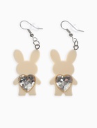 Серьги детские Выбражулька «Зайчик с сердечком», бело-бежевые - Фото 2