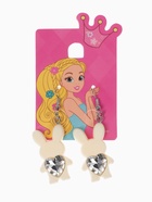 Серьги детские Выбражулька «Зайчик с сердечком», бело-бежевые - Фото 6