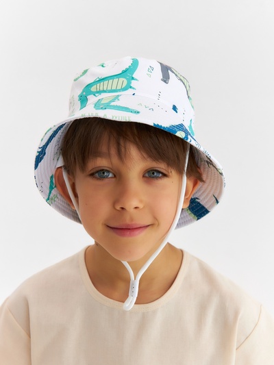 Панама детская KAFTAN «Крокодилы», белая, размер 50