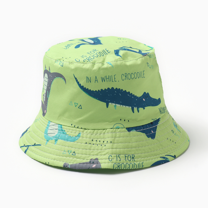 Панама детская KAFTAN «Крокодилы», зелёная, размер 52 - Фото 1