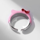 Кольцо «Монстрик» уши с бантиком, цвет розовый в серебре, безразмерное - Фото 2