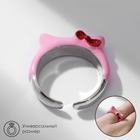 Кольцо «Монстрик» уши с бантиком, цвет розовый в серебре, безразмерное - фото 26594309