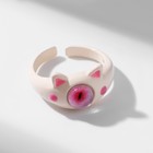 Кольцо "Монстрик" кот, цвет розовый, безразмерное