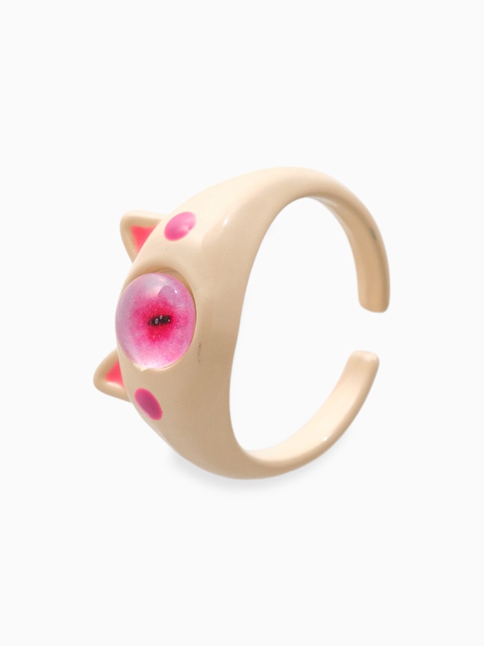 Кольцо «Монстрик», кот, розовое, безразмерное