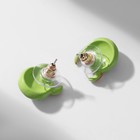 Серьги с эмалью «Монстрики» с рожками, цвет зелёный - Фото 2