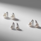 Серьги пусеты в коробке QF «Жемчужинки», 108 пар, 4, 5, 6 мм, цвет молочный в серебре - Фото 2