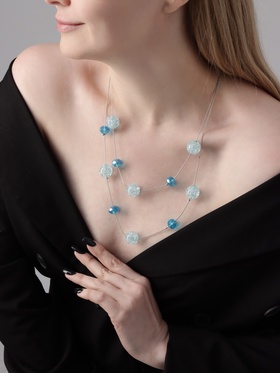 Бусы "Карамель", бусина №16, цвет голубой в серебре, 54 см