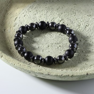 Браслет мужской «Шунгит и Гематит», чёрный