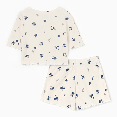 Пижама женская (футболка, шорты) KAFTAN Blueberry, размер 48-50, молочная
