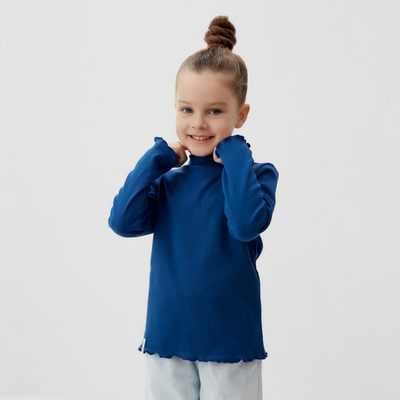 Водолазка для девочки с длинным рукавом KAFTAN: Blueberry, синяя, размер 32 (110-116 см)