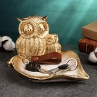 Подставка для мелочей "Совушки" бронза, 15х24х12см - фото 23899583