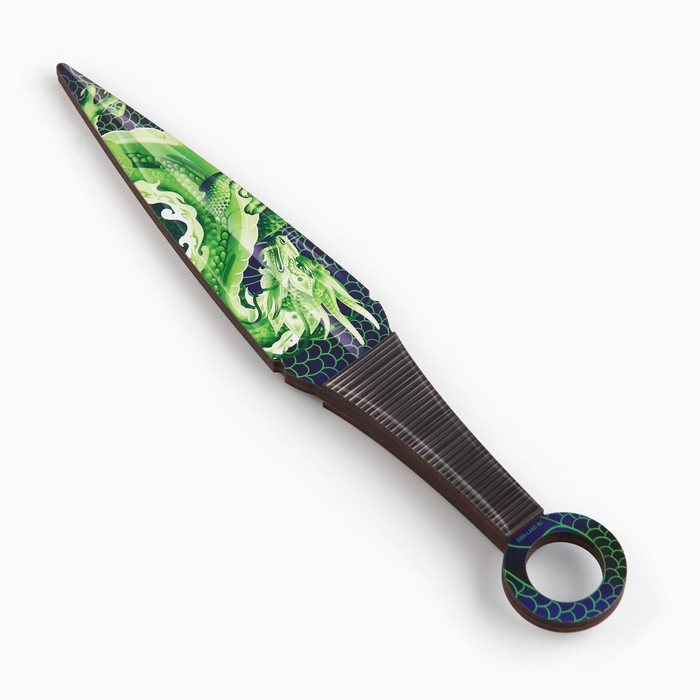 Сувенир деревянный нож кунай «Зеленый дракон», 26 см - фото 1908129721