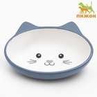 Миска керамическая «Кошачья мордочка» 200 мл - 14×12×3.5 см, серая/белая - Фото 2